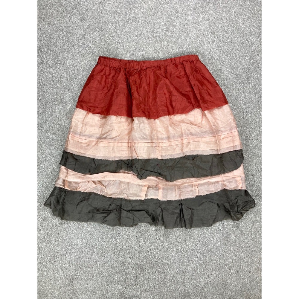Chan Luu Tiered Silk Colorblock Skirt Womens S Multicolor Boho Ruffle Romantic - Picture 2 of 8